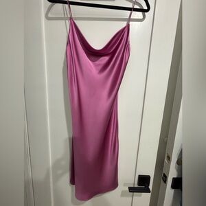 Fleur du Mal Satin Pink Midi Dress